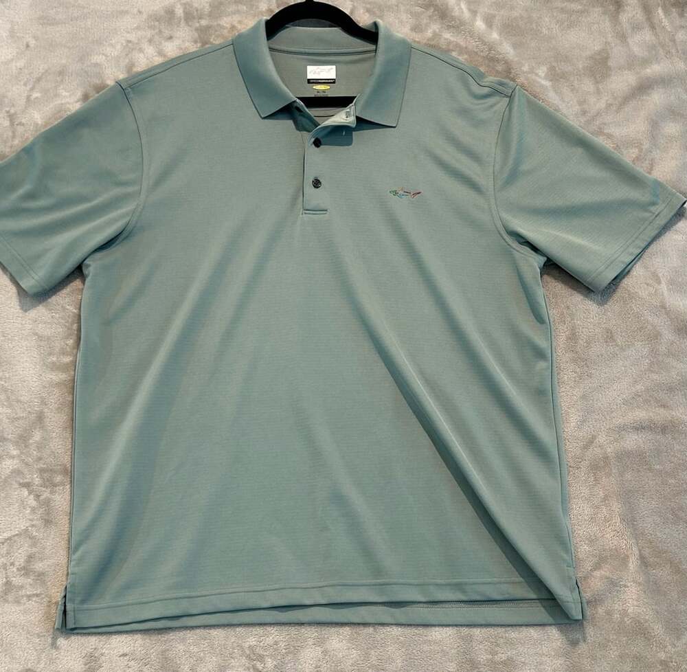 Greg Norman For Tasso Elba Five Iron Polo Golf Shirt Turquoise School Work Large